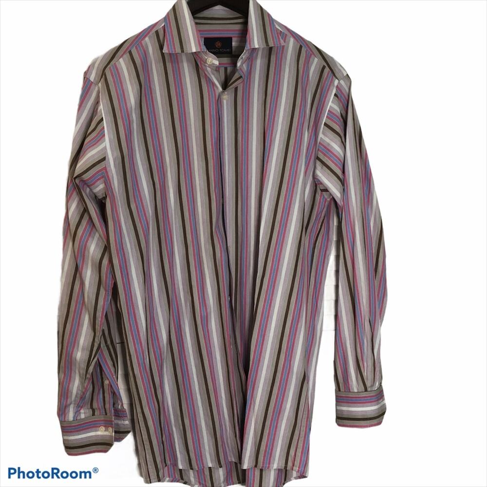 Mario Tomei Long Sleeve Multicolored Striped button down Size M